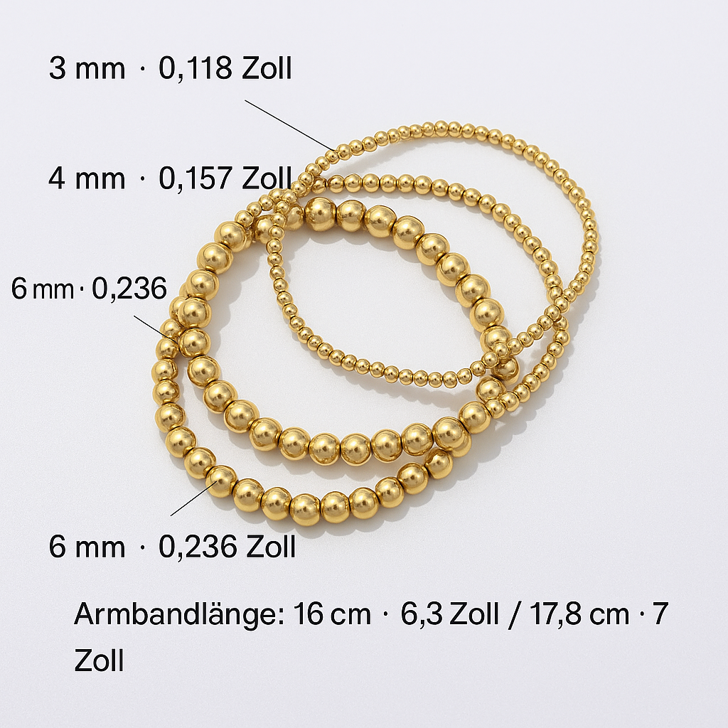 Lumière Perlé – 3-teiliges Armband-Set mit goldenen Perlen