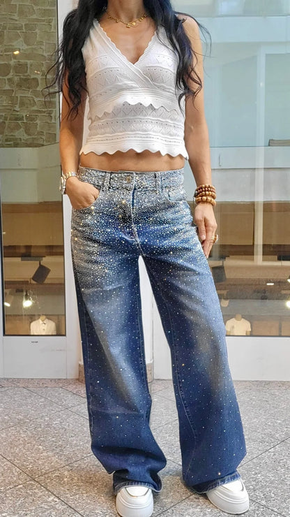 Glitzer Jeans Hose
