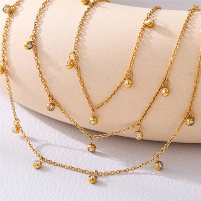 Golden Drape – Vergoldete Fußkette mit Zirkonia