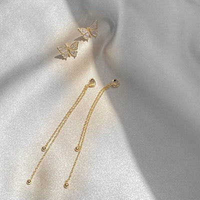 Butterfly Charm – Ohrringe mit Zirkonia & Kettendetails
