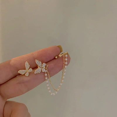 Butterfly Grace – Ohrring mit Zirkonia & Kettendetail