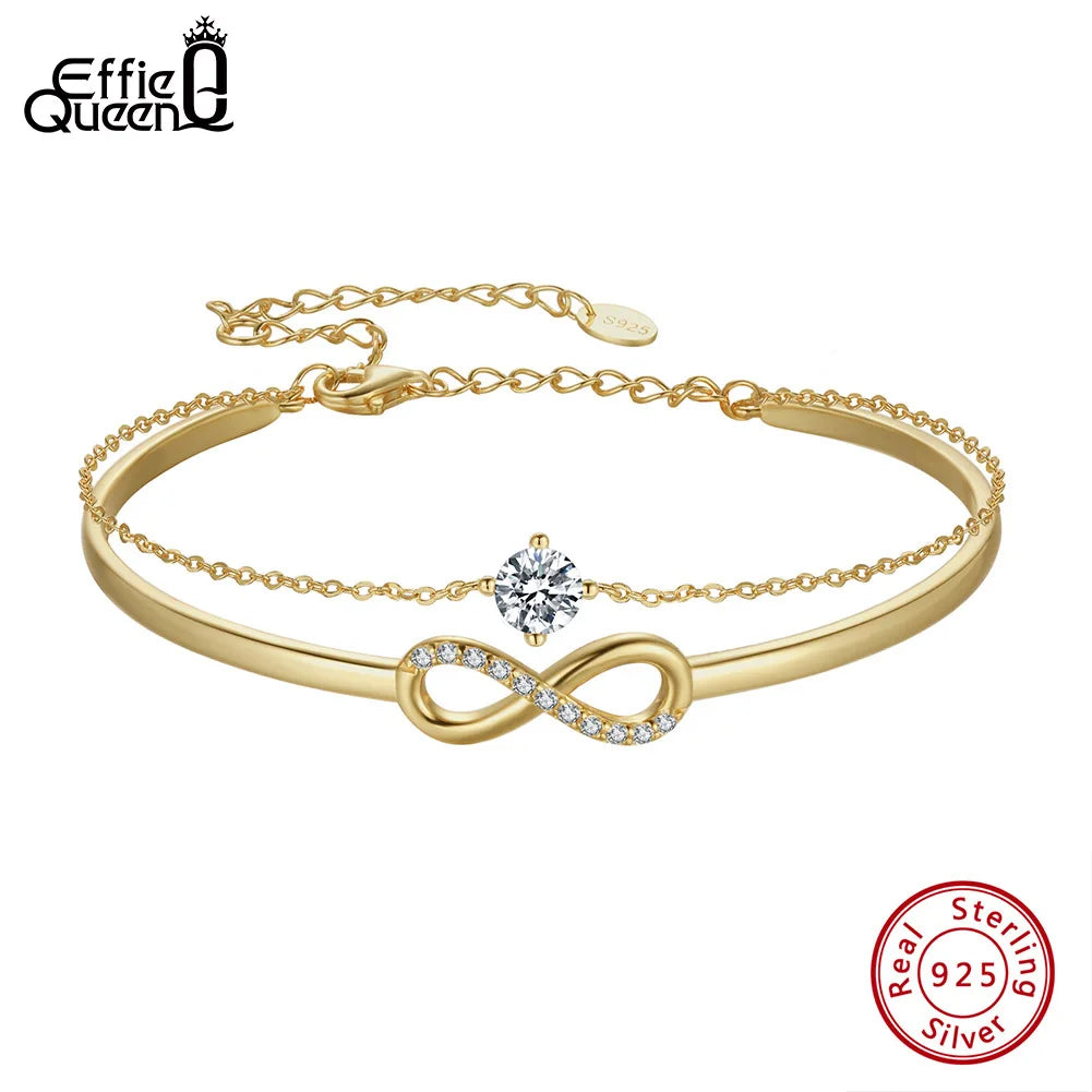 925er Sterling Silber Unendlichkeits-Armband mit Zirkonia und Vergoldung