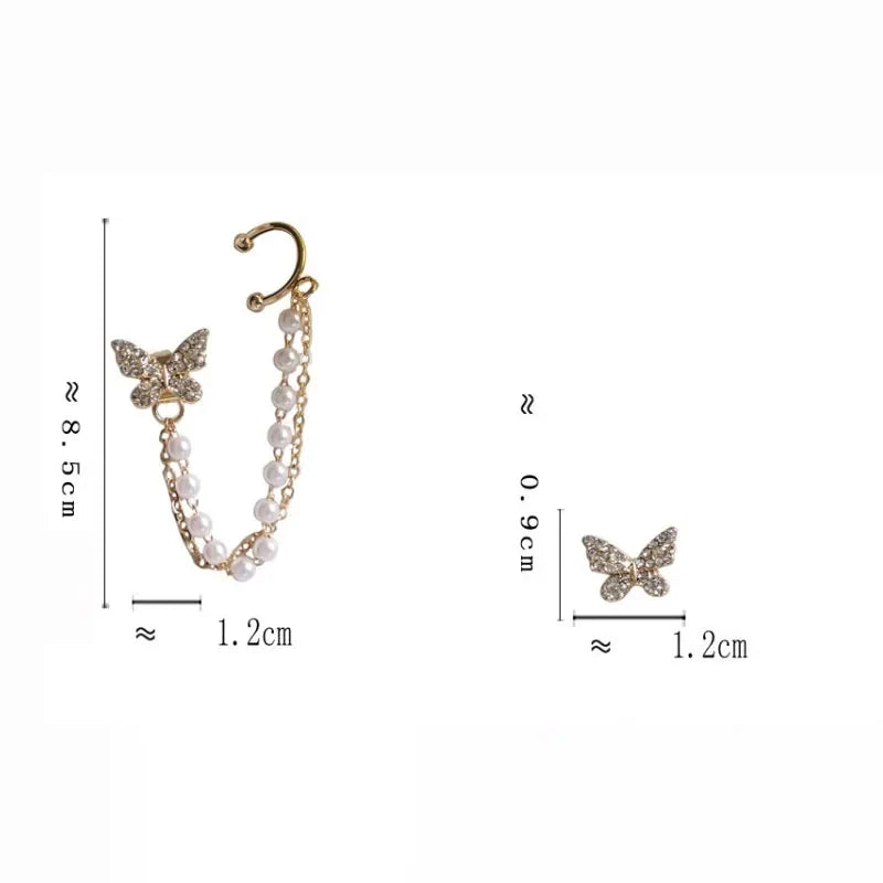 Butterfly Grace – Ohrring mit Zirkonia & Kettendetail
