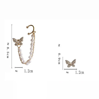 Butterfly Grace – Ohrring mit Zirkonia & Kettendetail