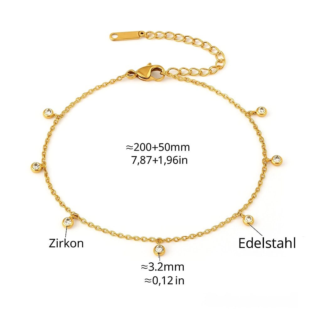 Golden Drape – Vergoldete Fußkette mit Zirkonia