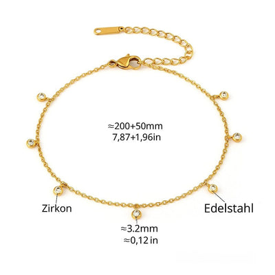 Golden Drape – Vergoldete Fußkette mit Zirkonia