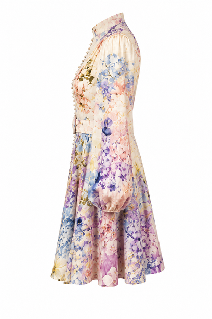 Miss Élodie Hydrangea Belted Mini Dress