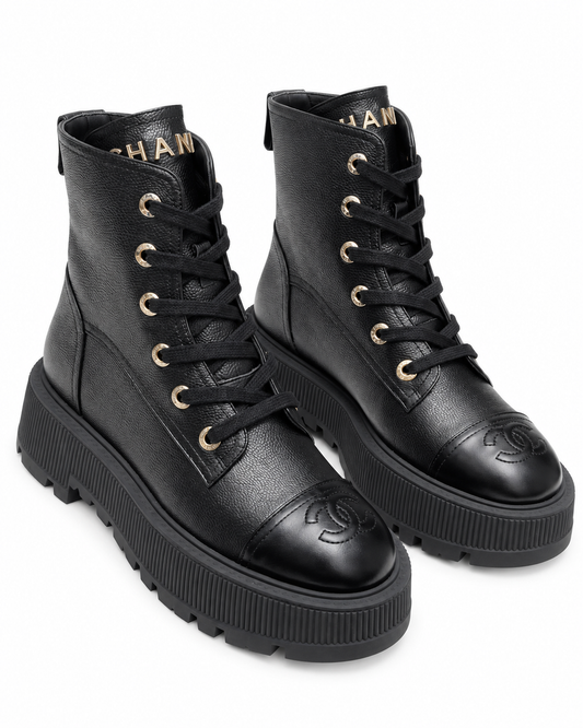 „CC“ Lace-Up Platform Elegant Boots