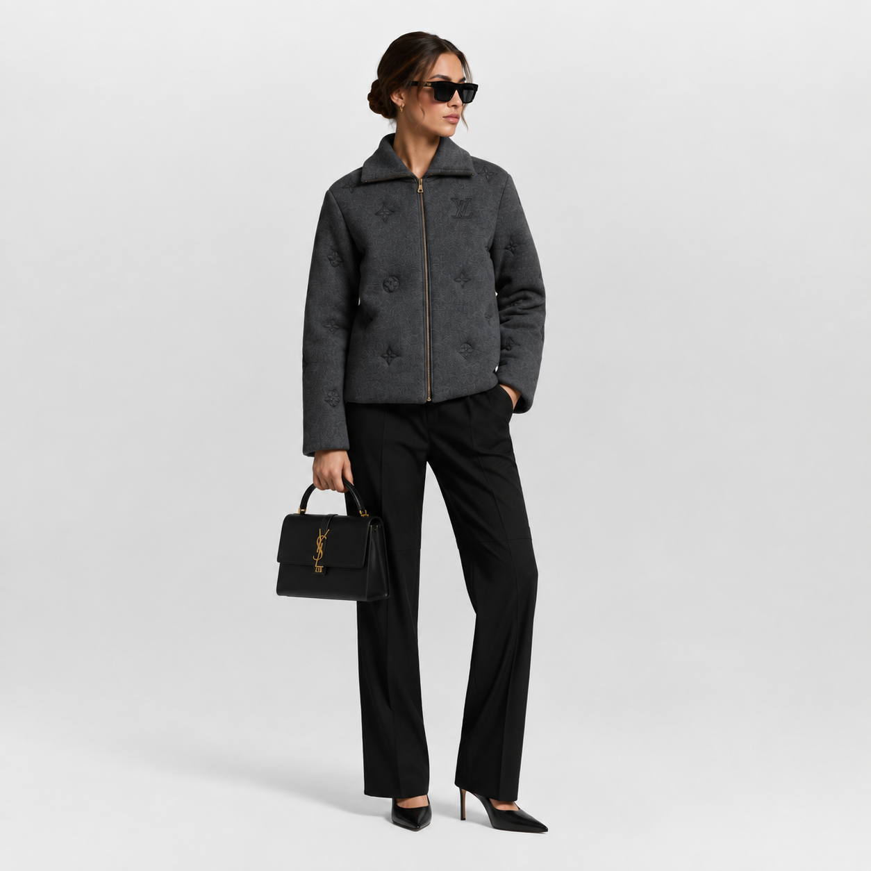 Mademoiselle LV Prestige – Dark Grey Monogram Coat