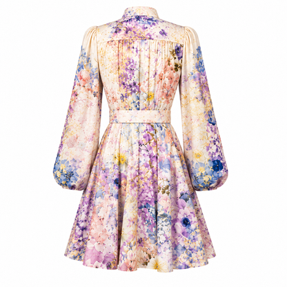 Miss Élodie Hydrangea Belted Mini Dress